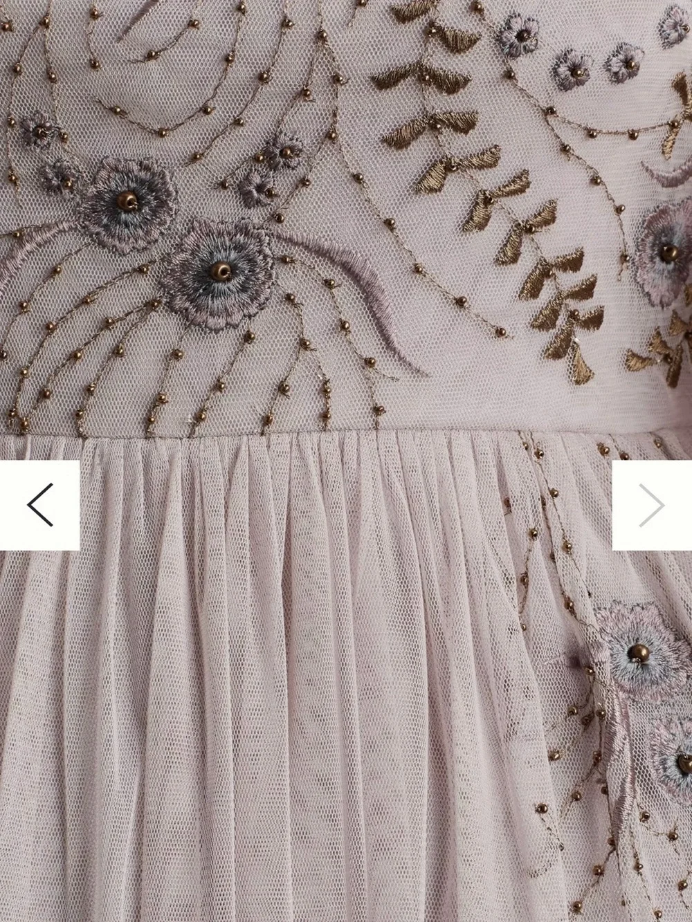 Anthropologie Dusty Rose Floral Embroidered Puff-Sleeve Gown - Picture 7 of 7